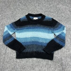 Ba&sh Sweater Womens L Blue Stripe Mohair Blend Open Loose Knit Pullover Preppy